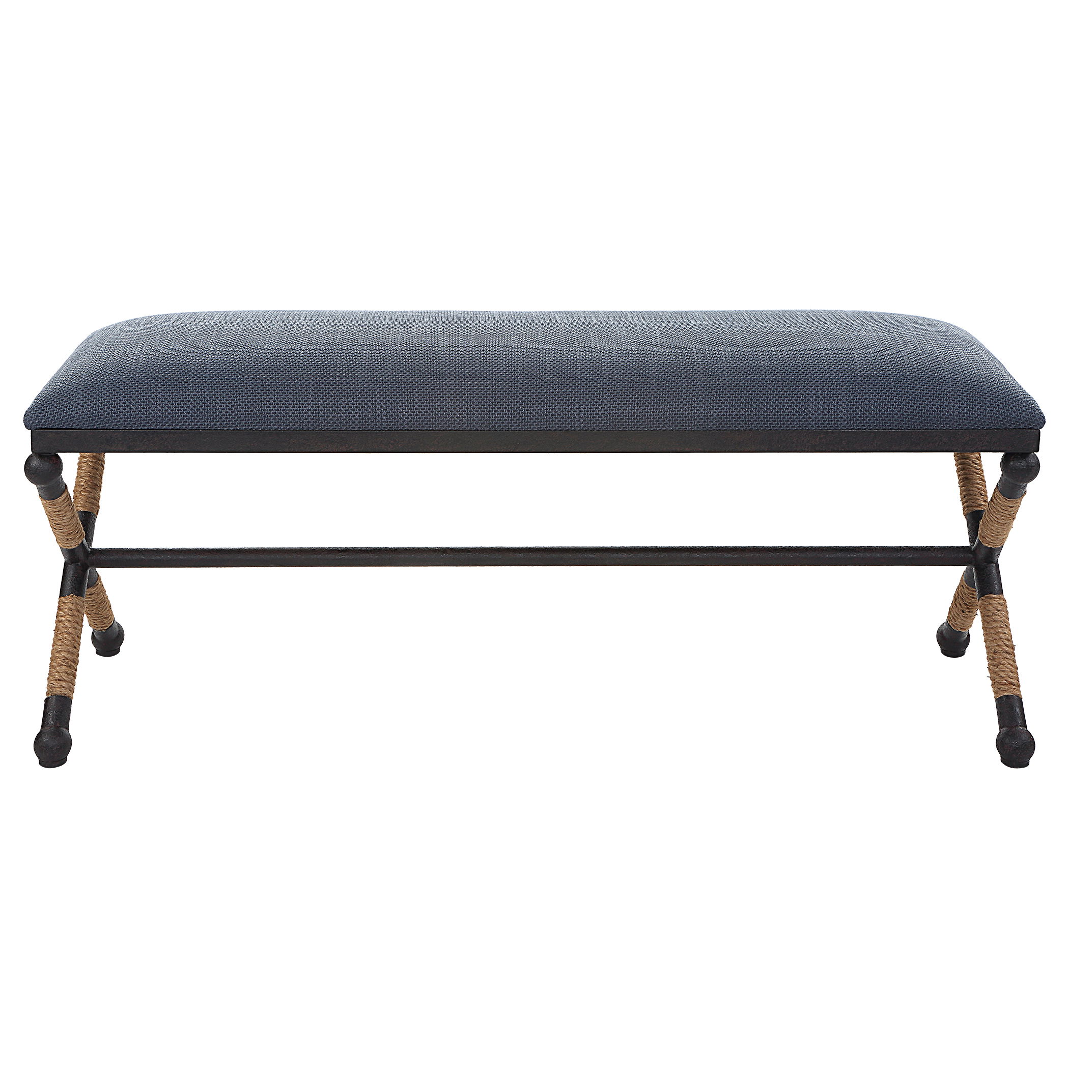 Firth Rustic Navy Bench, Furniture by Uttermost, 47.75" width x 21.25" height x 16.25" depth View 1