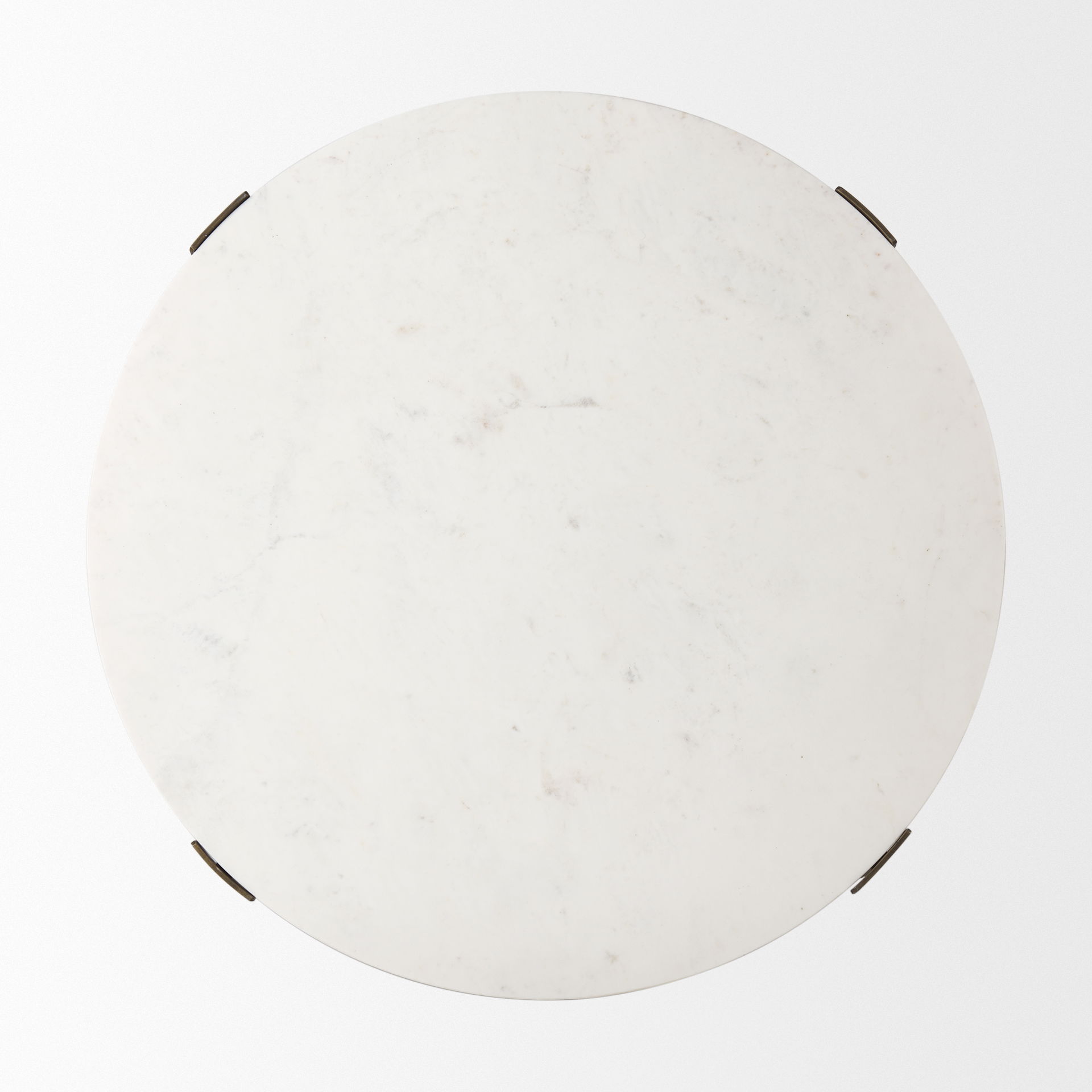 Atticus Marble and Antiqued Gold Metal Coffee Table, by Mercana, 34" length x 34" width x 16.25" height View 6