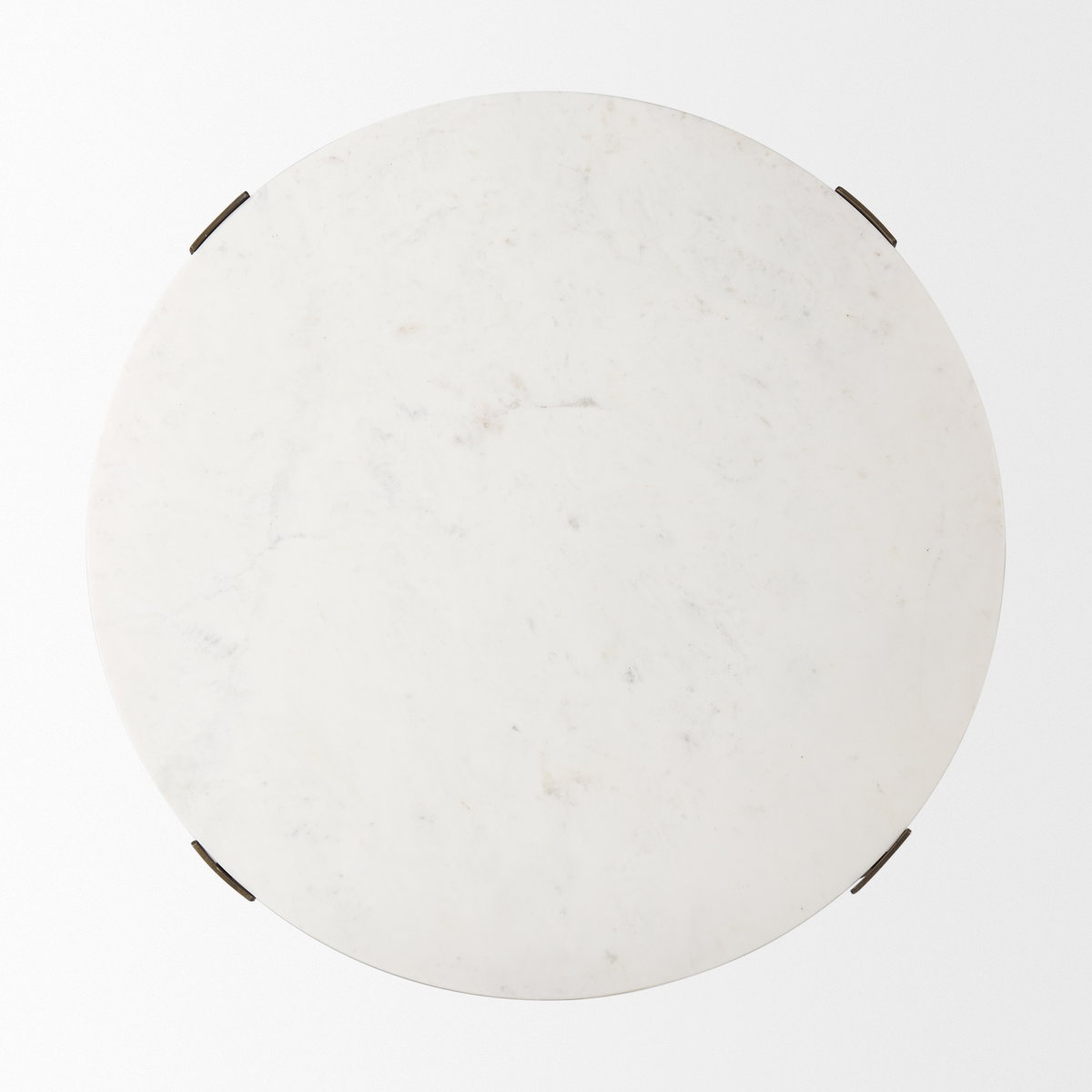 Atticus Marble and Antiqued Gold Metal Coffee Table, by Mercana, 34" length x 34" width x 16.25" height View 6