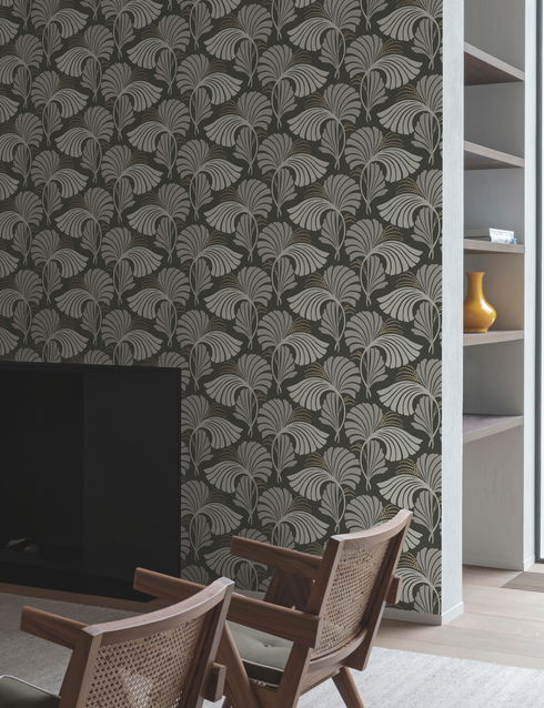 Dancing Leaves Black Wallpaper
