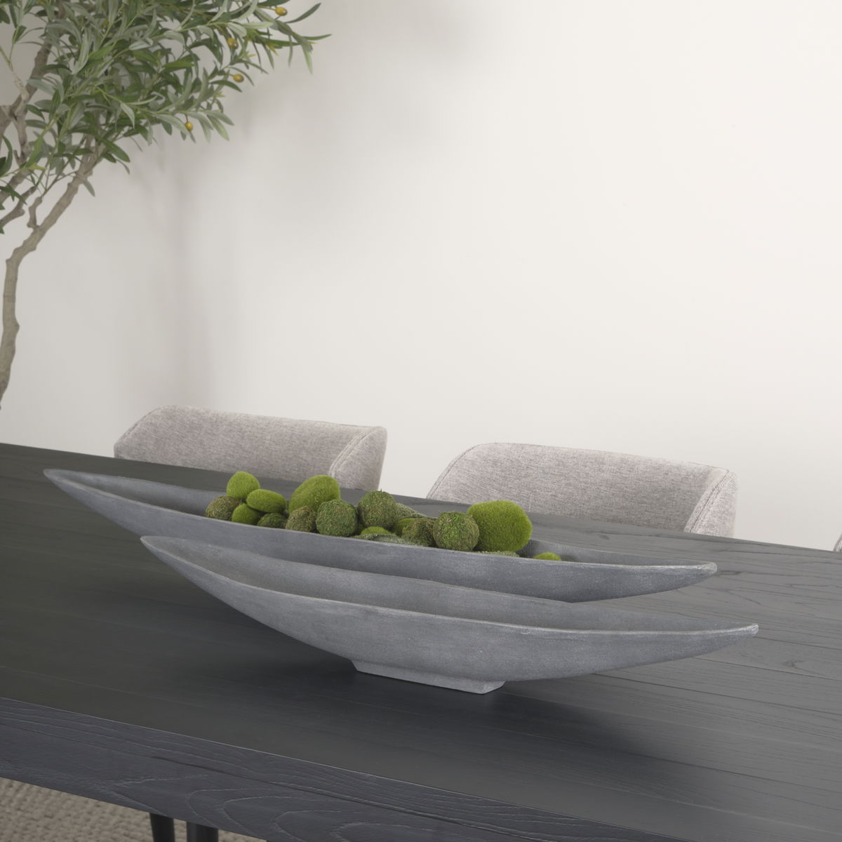 Piero Small Concrete Finished Metal Decorative Bowl, by Mercana, 31.5" length x 5" width x 4" height View 2