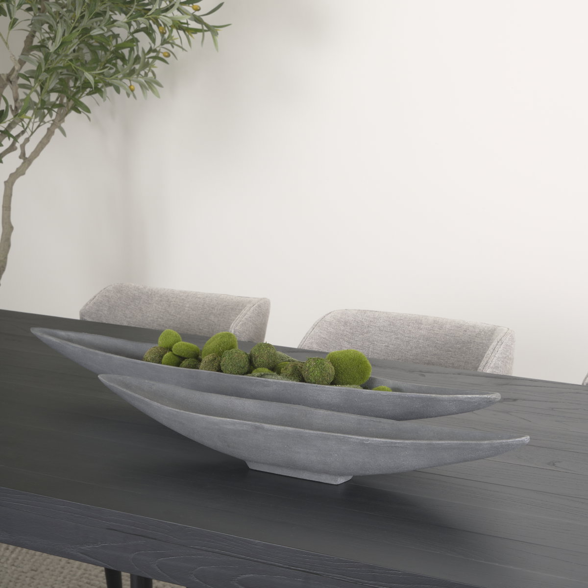 Piero Small Concrete Finished Metal Decorative Bowl, by Mercana, 31.5" length x 5" width x 4" height View 2