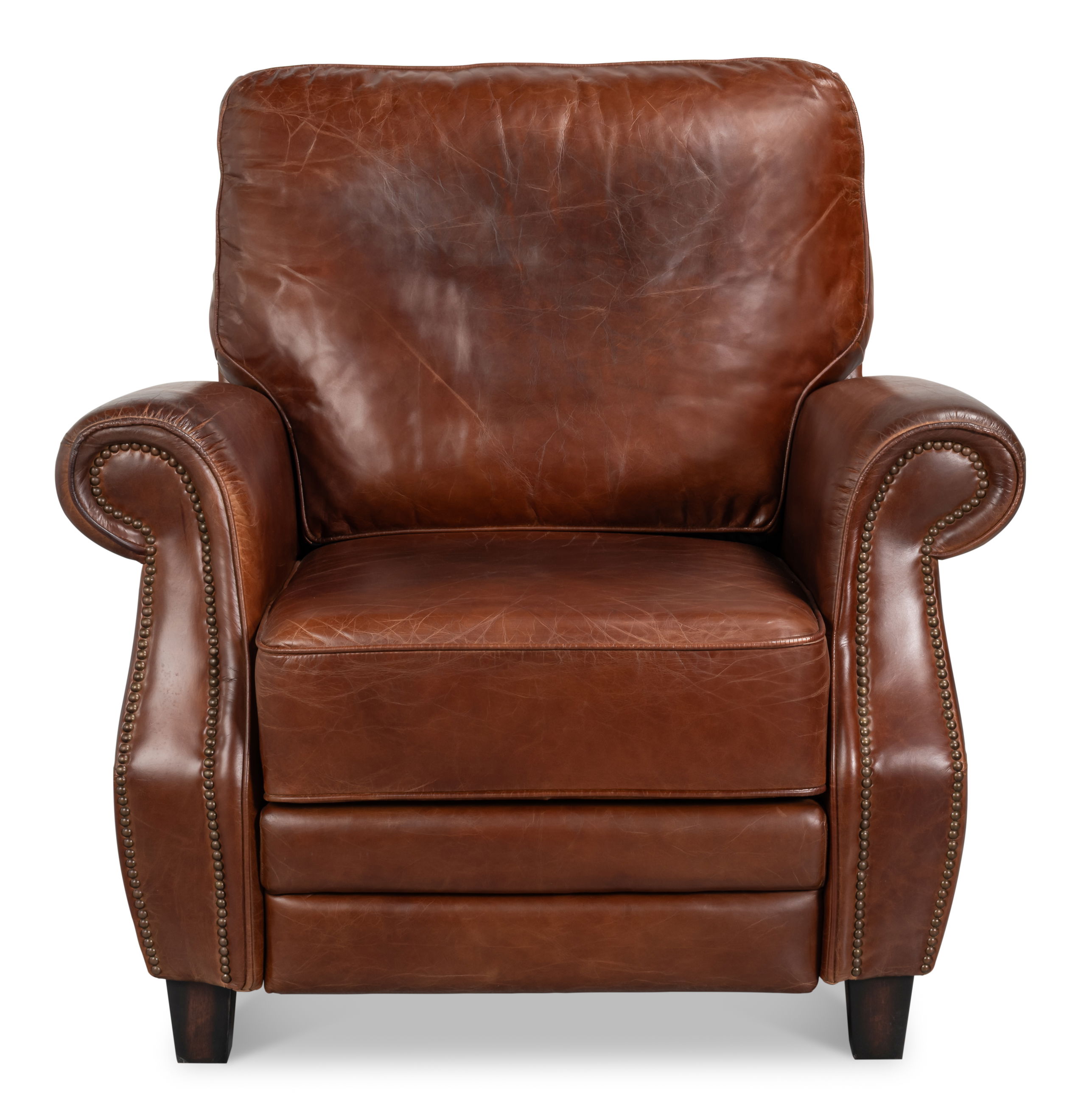 Roosevelt Leather Recliner, Seating by Sarreid, 39" length x 38" width x 39" height View 2