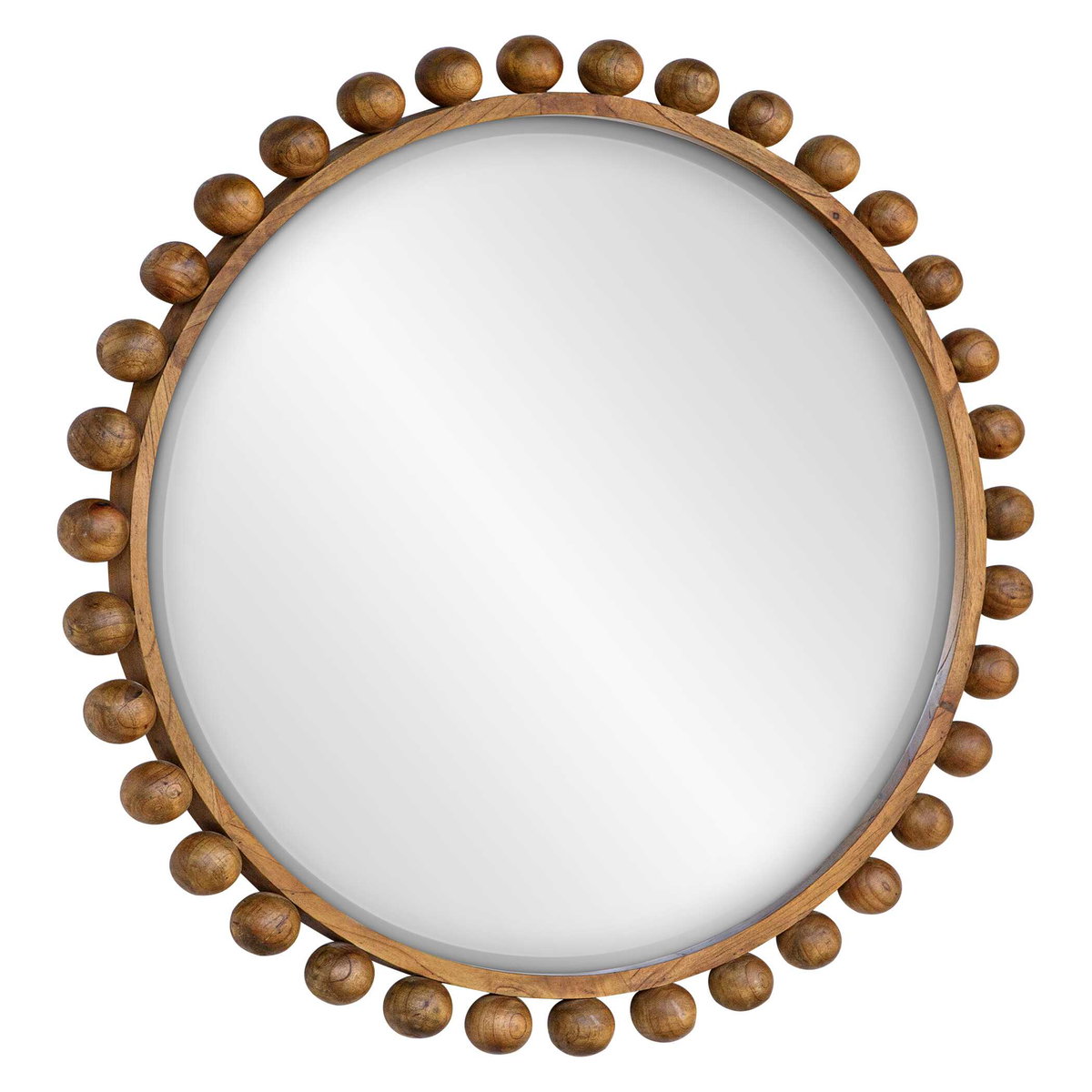 Cyra Wood Beaded Round Mirror, by Uttermost, 3'8" width x 3'8" height x 2.5" depth View 5