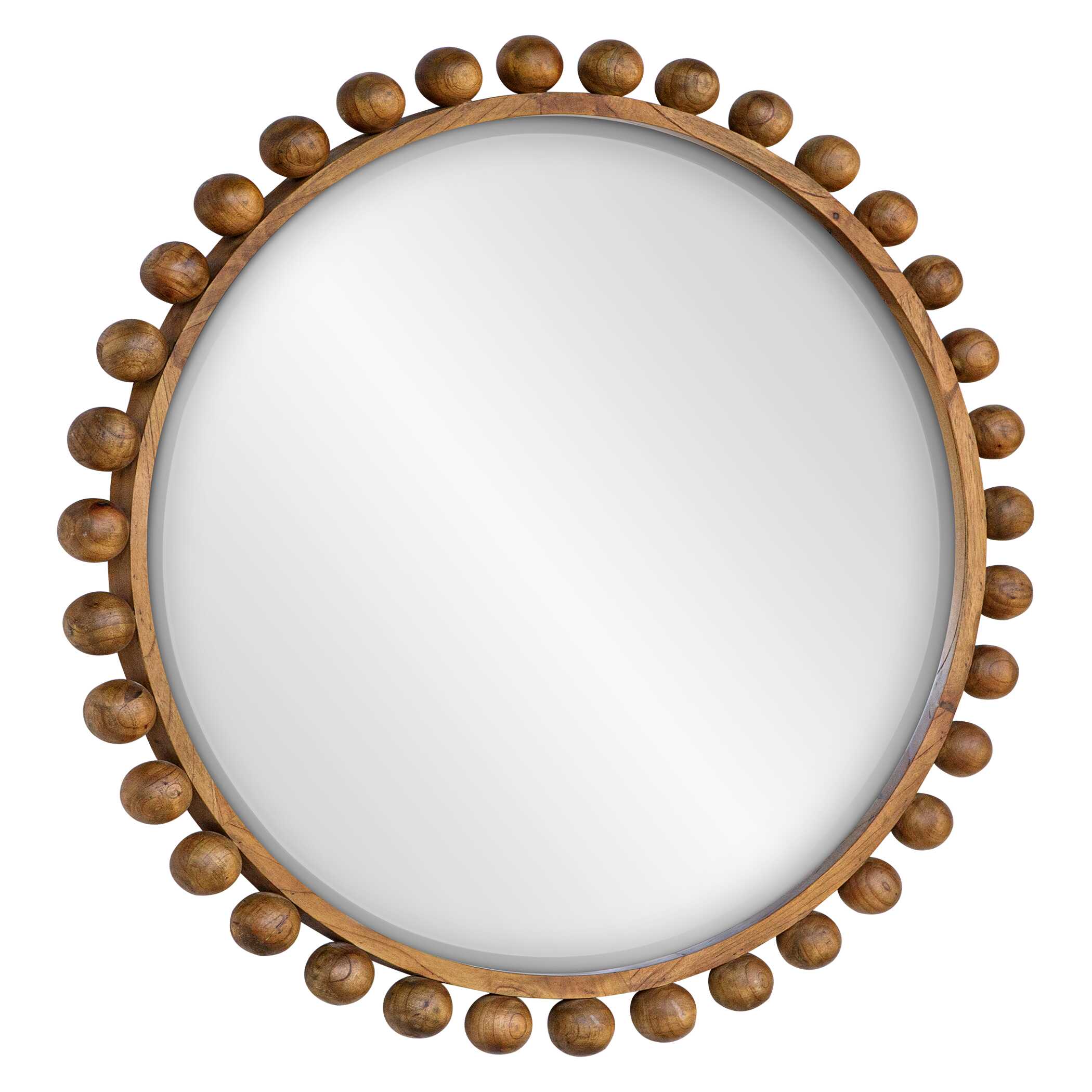 Cyra Wood Beaded Round Mirror large image 