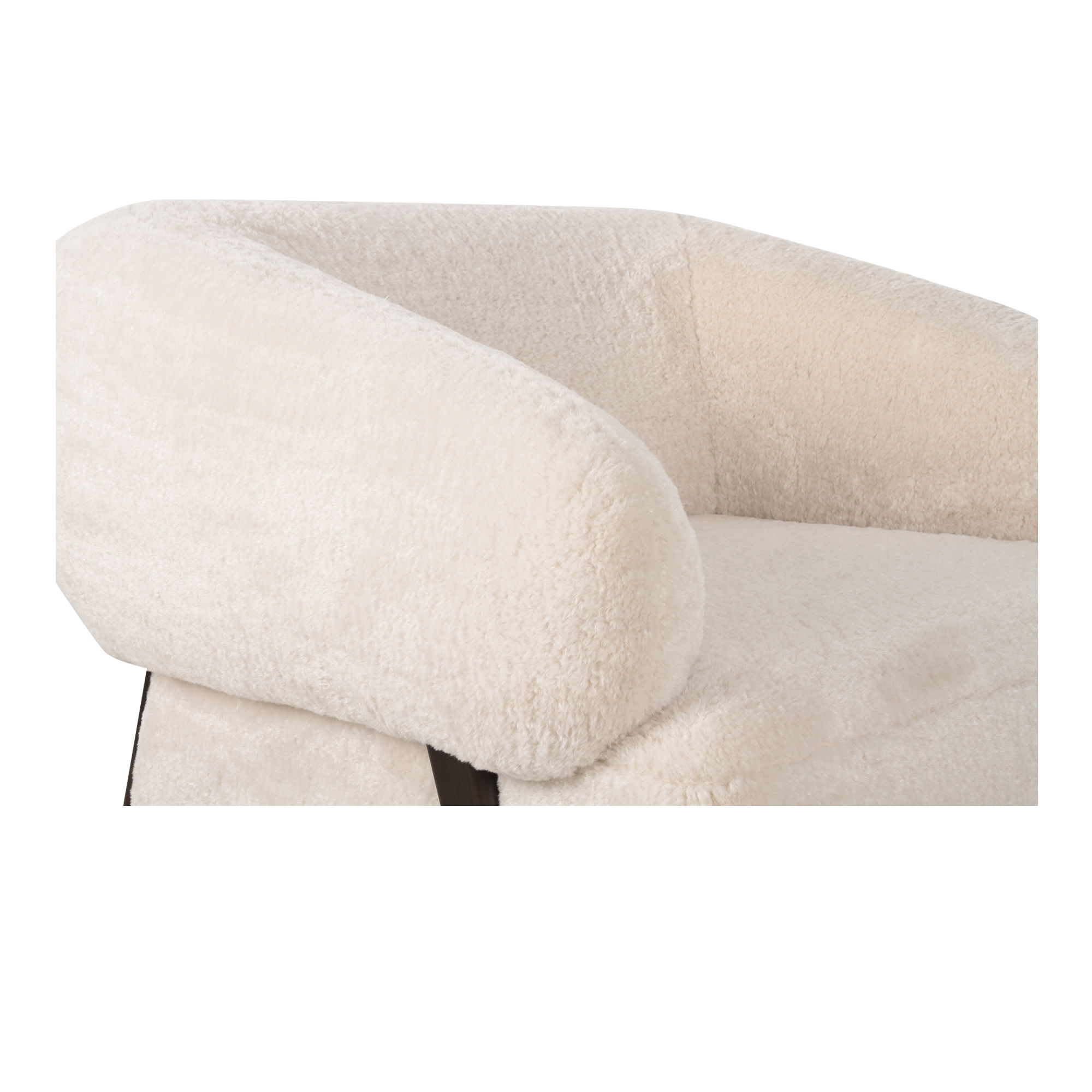 Devlin Lounge Chair Cream Faux Fur, Chaise Lounges & Daybed by Moe's Home, 40.55" width x 29.5" height x 40.16" depth View 6