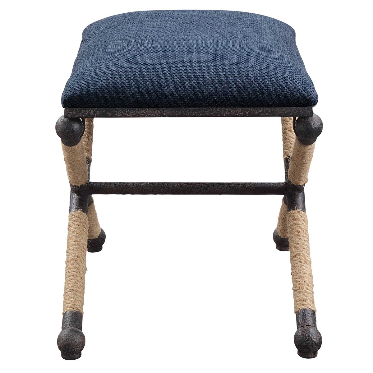 Firth Small Navy Fabric Bench, Benche by Uttermost, 23.75" width x 20.25" height x 16.75" depth View 5