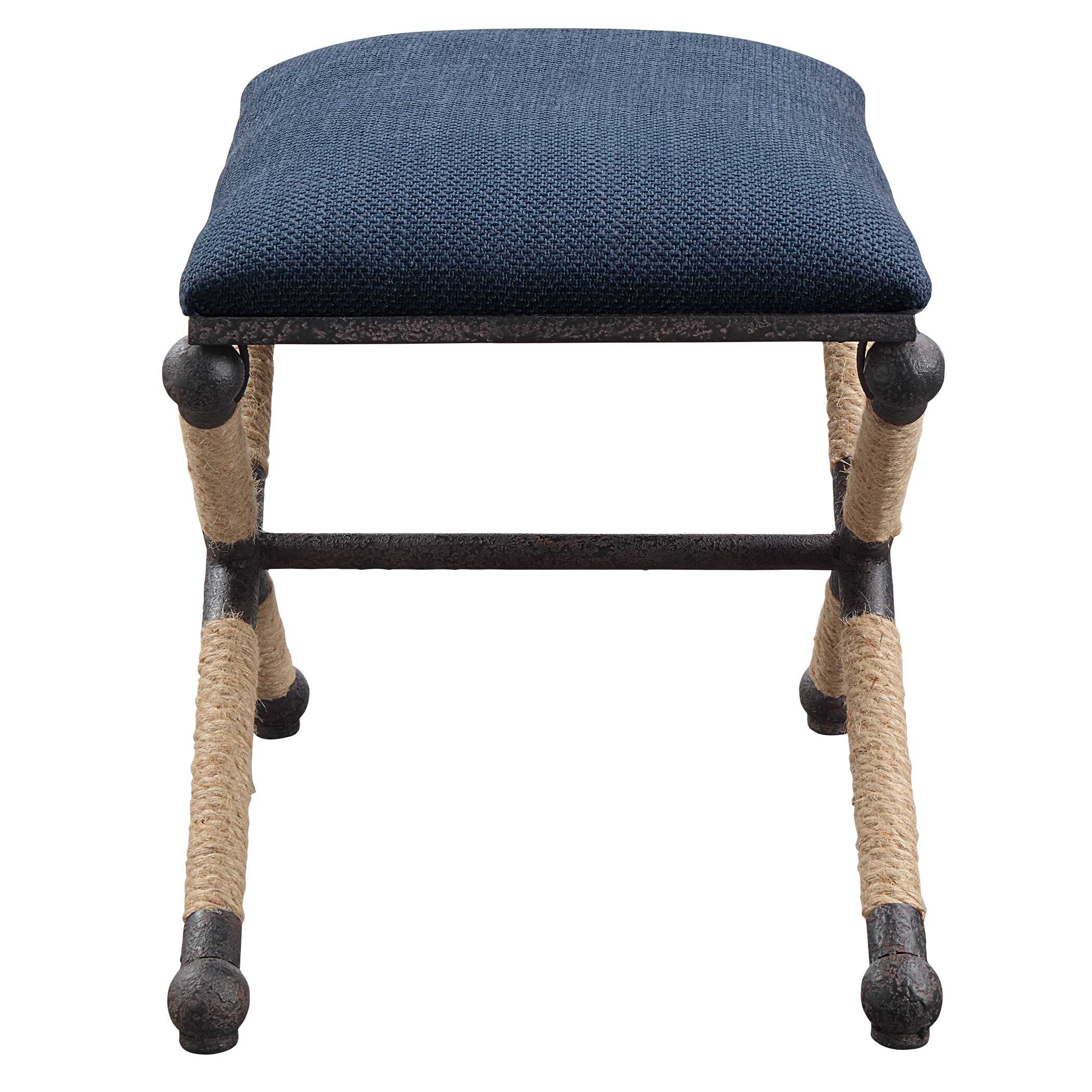 Firth Small Navy Fabric Bench, Furniture by Uttermost, 23.75" width x 20.25" height x 16.75" depth View 5