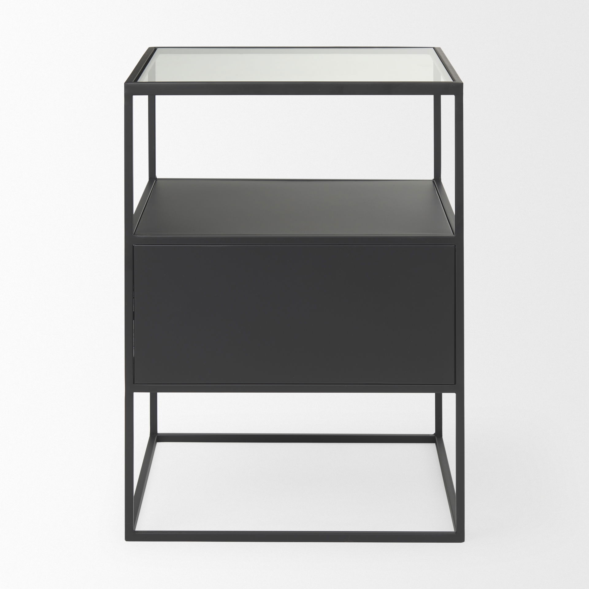 Samson  Side Table Matte Black Metal and Glass large image 
