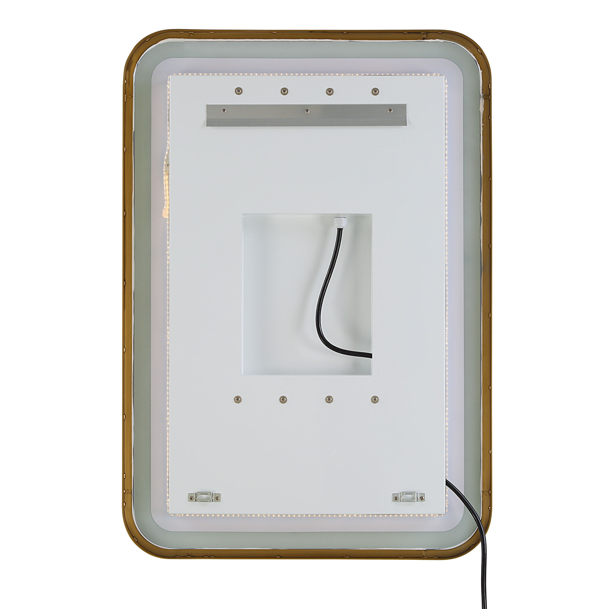 Crofton Lighted Brass Vanity Mirror, by Uttermost, 22.25" width x 32.25" height x 2.12" depth View 10