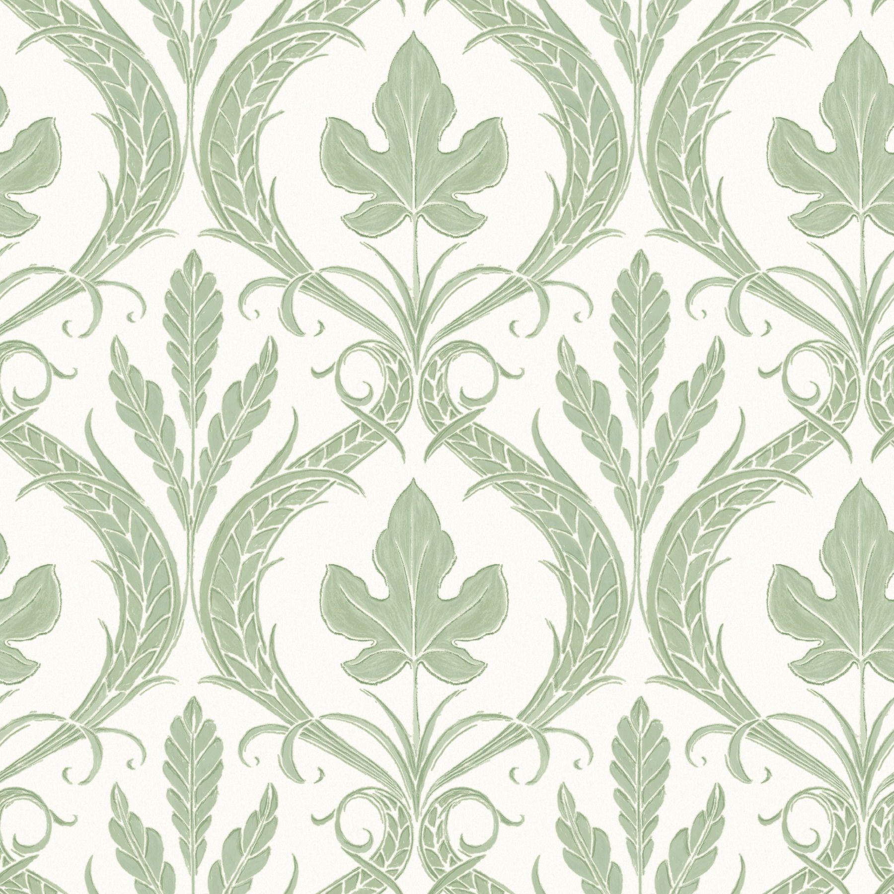 Adirondack Damask Green & White Wallpaper large image 