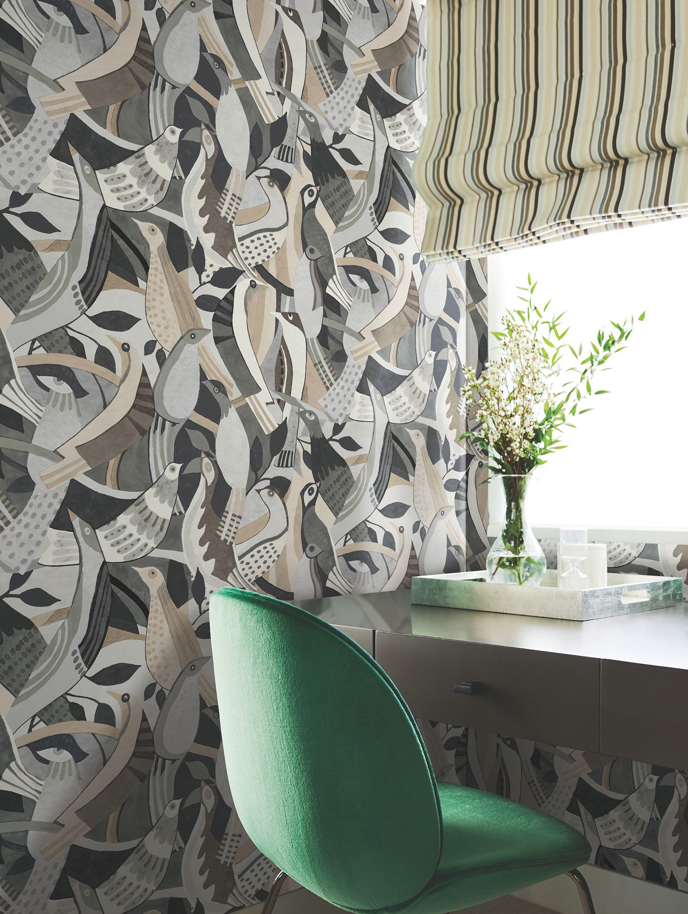 Fauvist Flock Neutral Wallpaper large image 