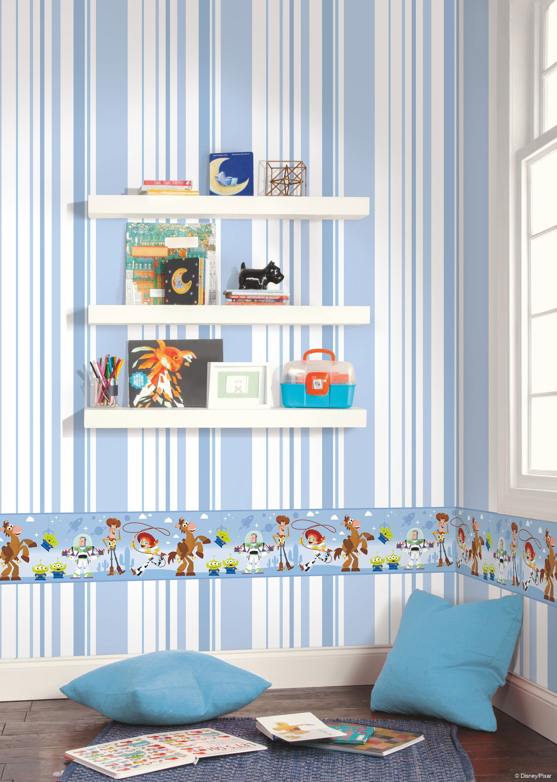 Disney & Pixar Toy Story 4 Owens Stripe Blue Wallpaper large image 