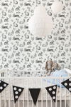Bunny Toile Black & White Wallpaper thumbnail 2