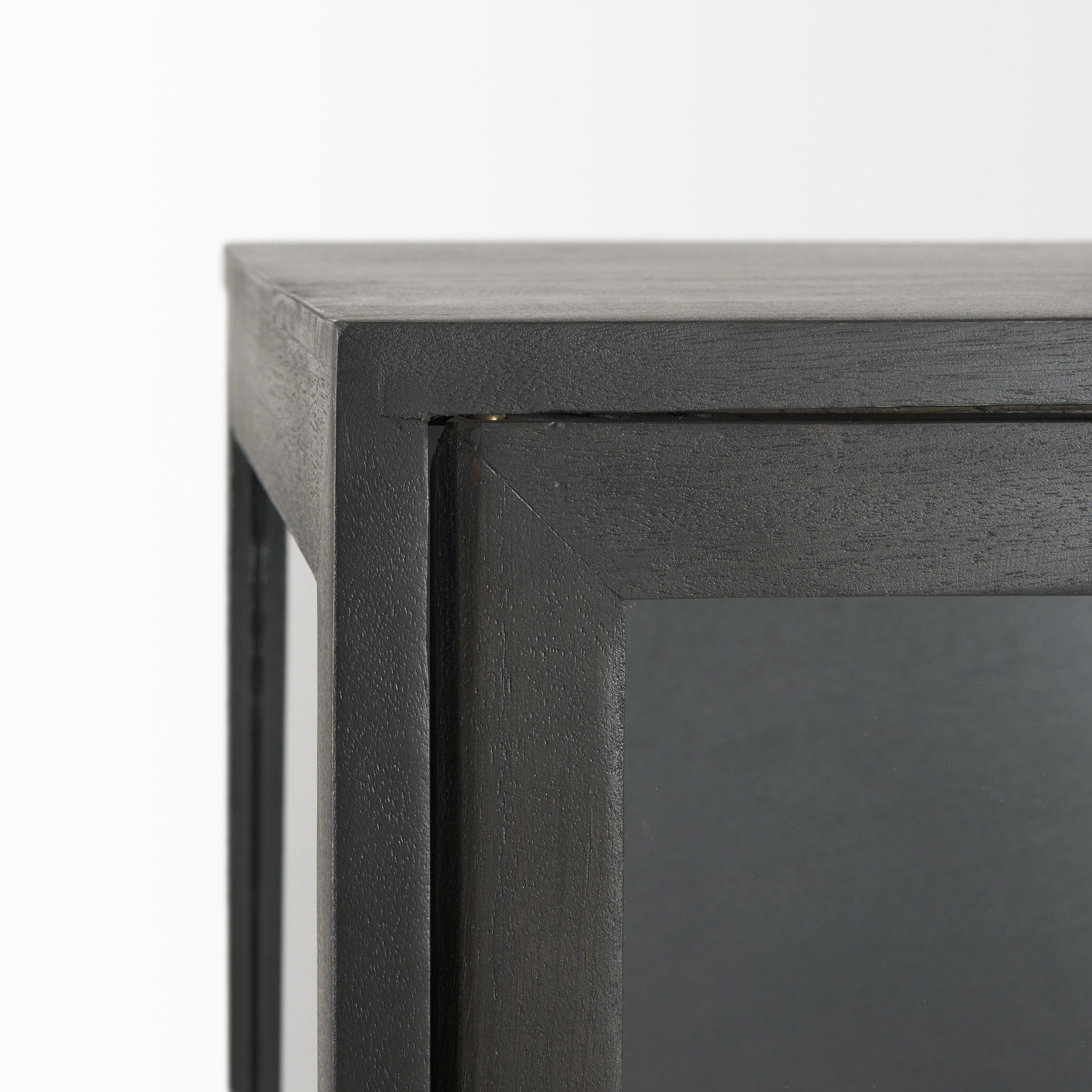 Arelius 36L x 18W x 63H Black-Brown Wood with Black Metal Base Display Cabinet large image 