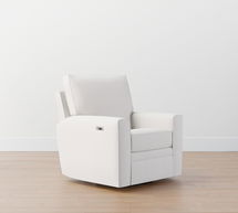 Online Designer Combined Living/Dining Pearce Square Arm Upholstered Power Swivel Glider Recliner, Down Blend Wrapped Cushions, Performance Everydaylinen(TM) Ivory