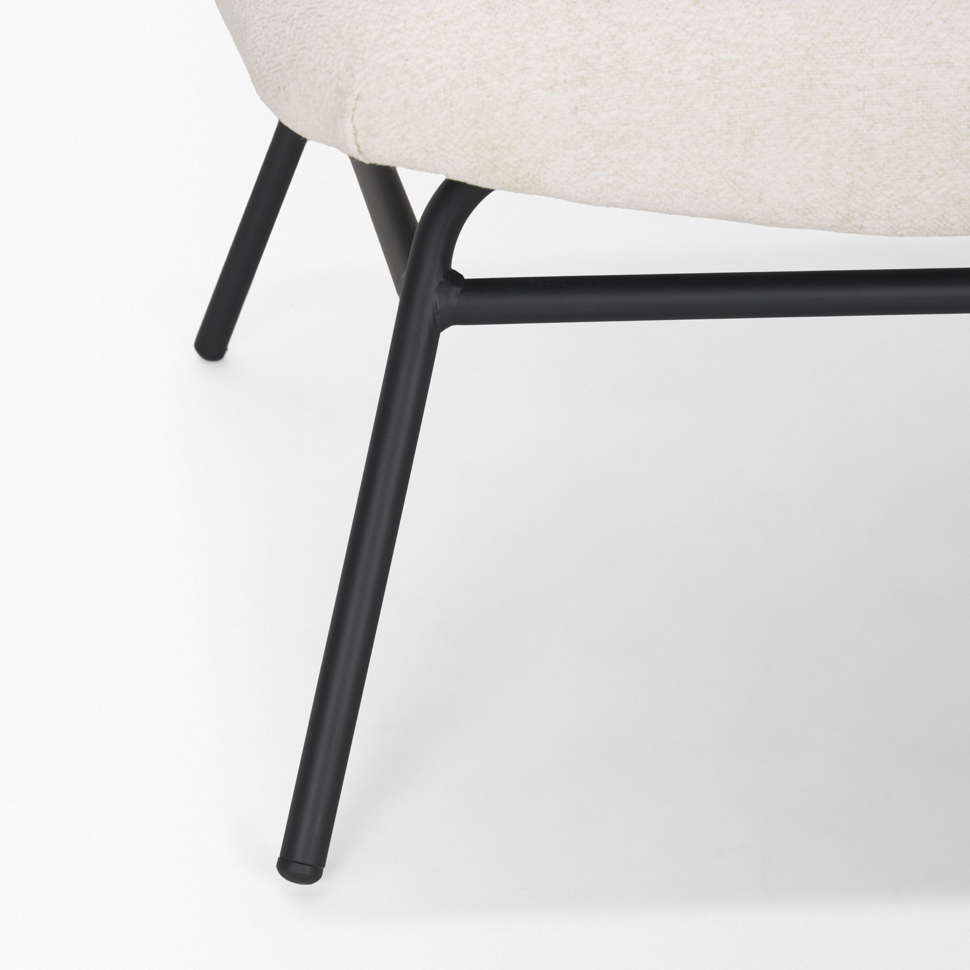 Nora Cream Fabric with Matte Black Metal Legs Accent Chair, by Mercana, 30.79" length x 25.39" width x 31.89" height View 13