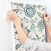 Dahlia Blooms Blue & White Wallpaper thumbnail 4