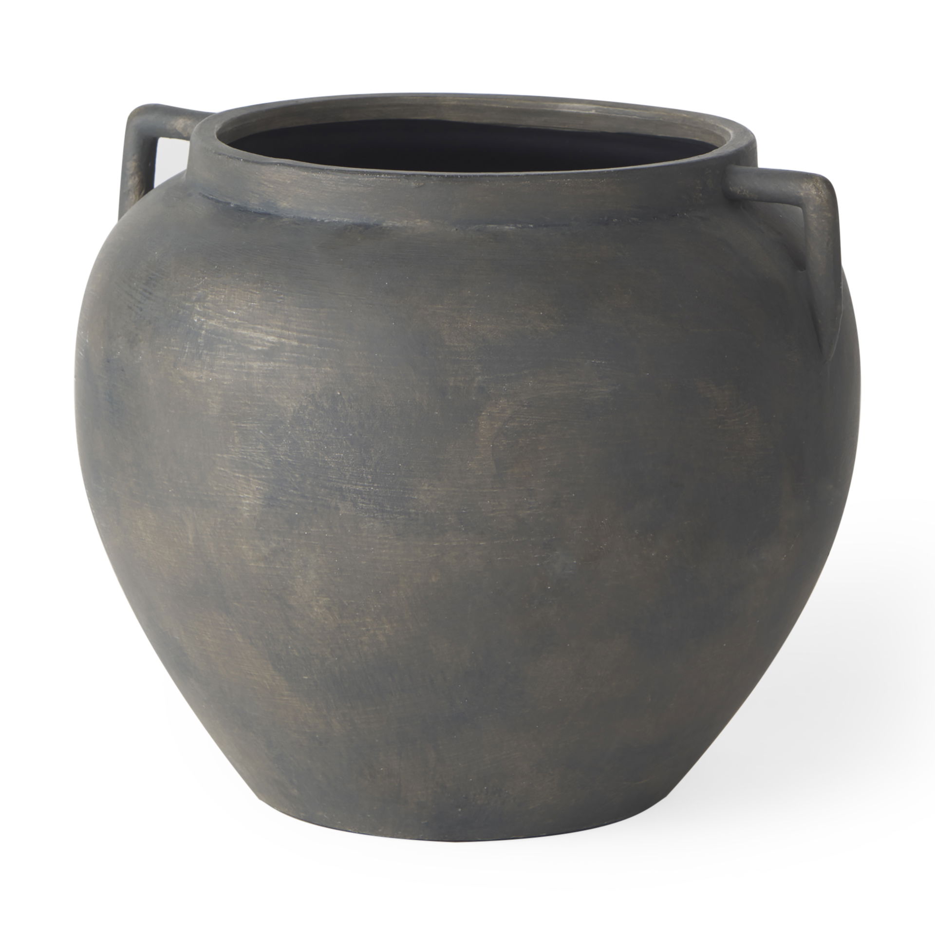 Kilian Short Brown-Gray Double Ear Vase, by Mercana, 9.45" length x 9.45" width x 8.46" height View 1