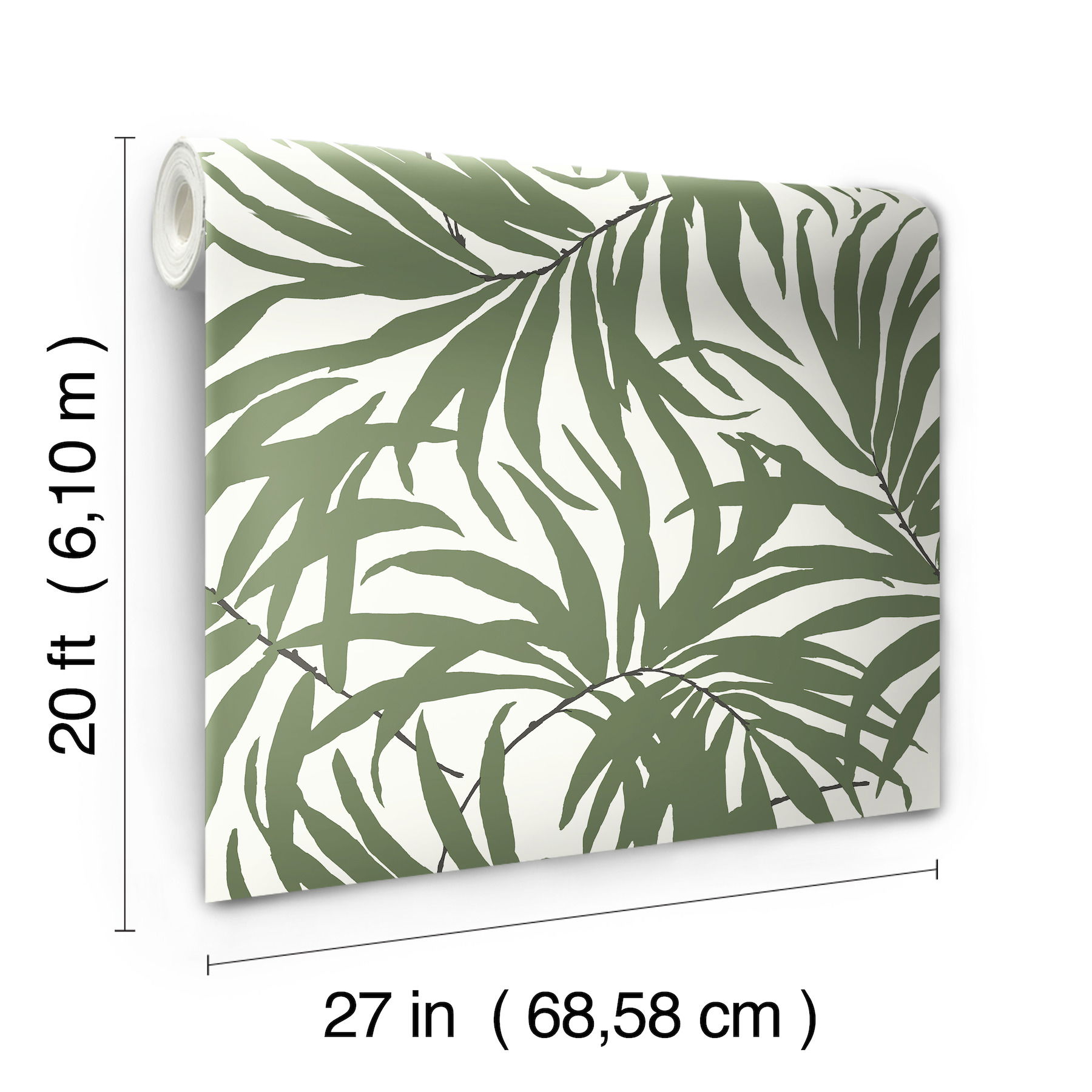 Bali Leaves Green Peel & Stick Wallpaper large image 