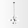 Barbara Matte Black Metal with Frosted Glass Globes 11-Light Chandelier, by Mercana, 31.5" length x 31.5" width x 31.5" height thumbnail 4