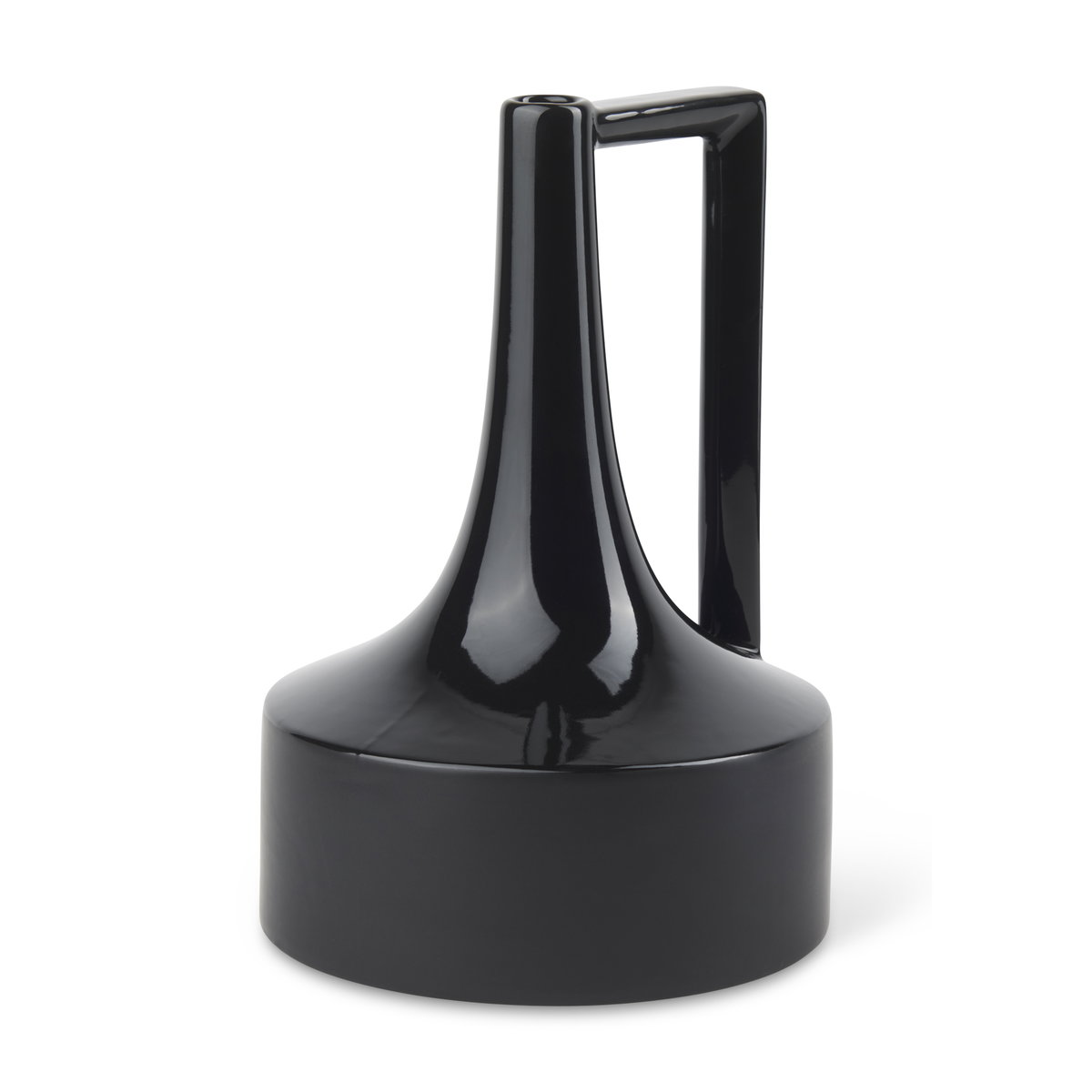 Burton 13.1H Large Glossy and Matte Black Ceramic Jug Vase, by Mercana, 7.87" length x 7.87" width x 11.61" height View 1