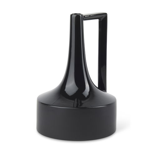 Burton 13.1H Large Glossy and Matte Black Ceramic Jug Vase