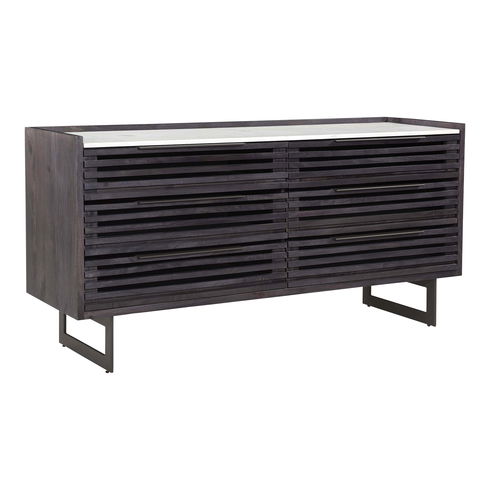 Paloma 6 Drawer Dresser Black Charcoal Grey