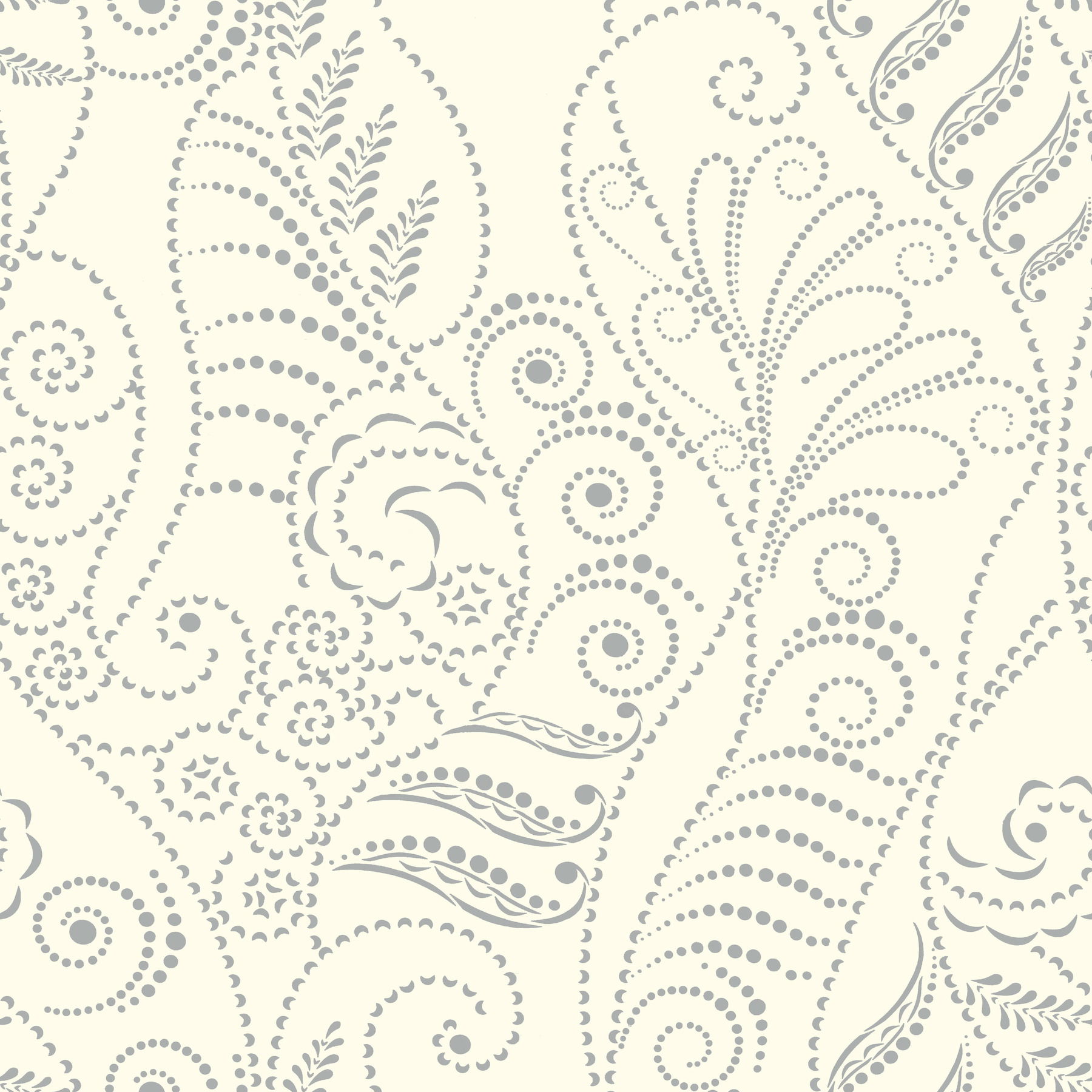 Silver & White Metallic Modern Fern Wallpaper large image 