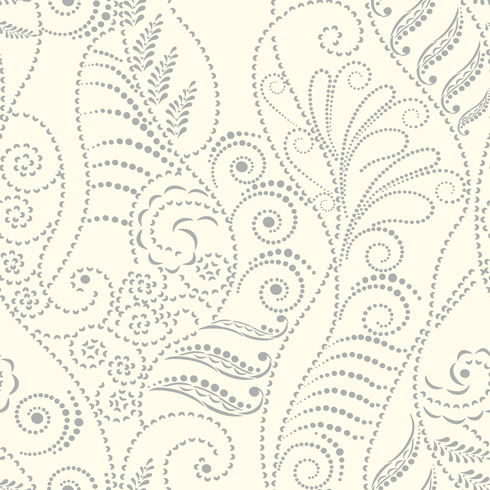 Silver & White Metallic Modern Fern Wallpaper