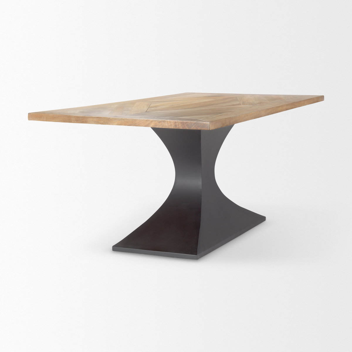 Maxton 79'L x 39'W Rectangular Pedestal Dining Table | Light Brown Wood & Gunmetal Metal | Seats 6, by Mercana, 79" length x 39" width x 30" height View 6