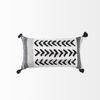 Kimia 14L x 26W White and Black Fabric Herringbone and Fringed Decorative Pillow Cover thumbnail 8