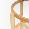Weslyn Solid Light Brown Wood and Glass Top with Cane Side Table thumbnail 5