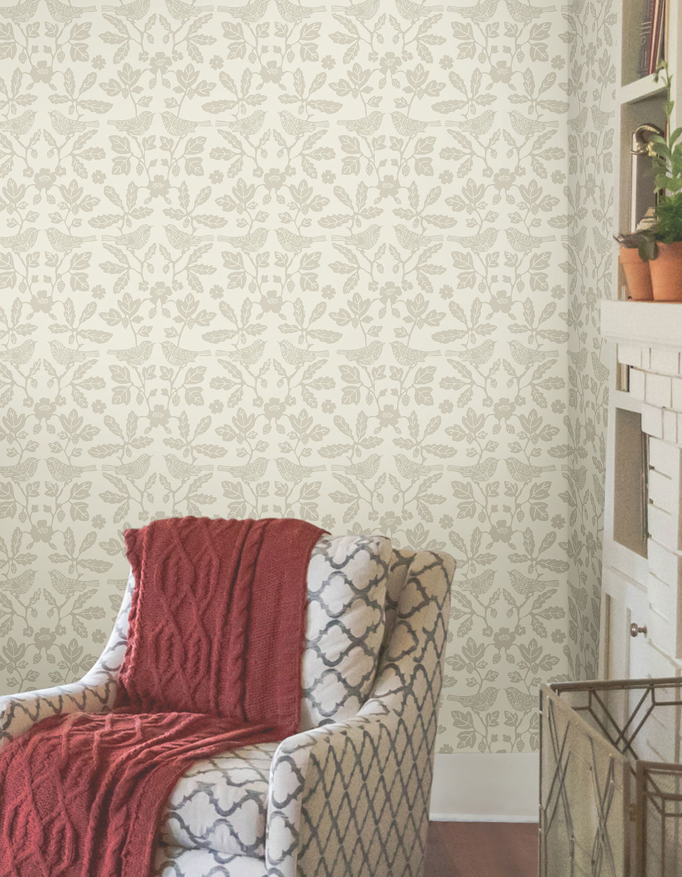 Sparrow & Oak Wicker Peel & Stick Wallpaper large image 