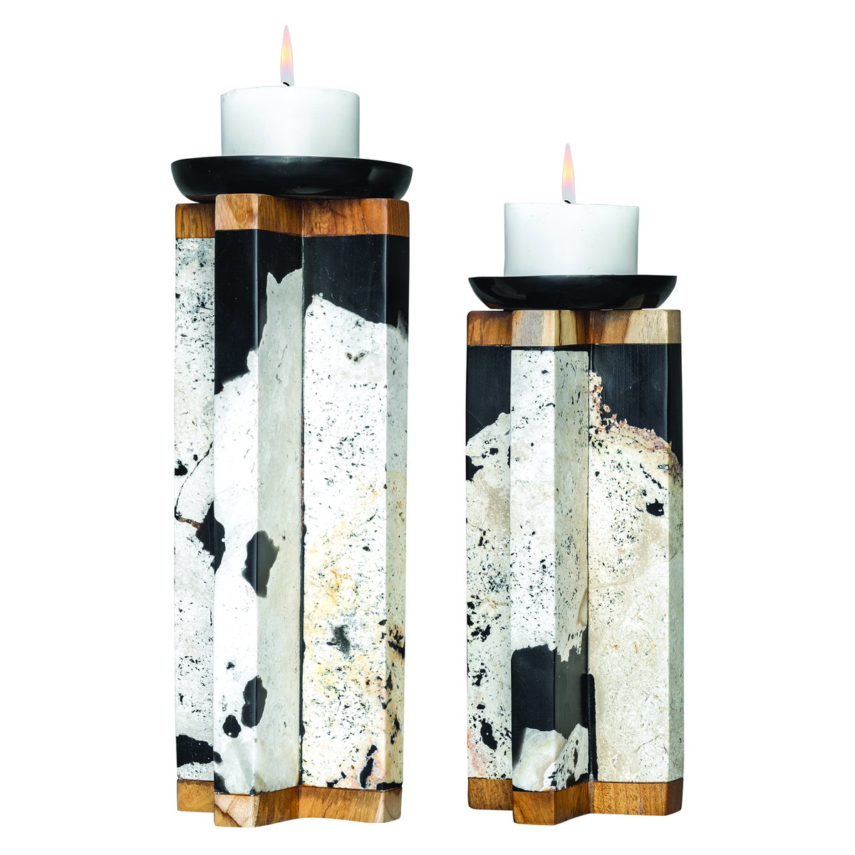 Illini Stone Candleholders Set/2, Candles & Candle Holder by Uttermost, 5.7" width x 15.5" height x 5.7" depth View 1
