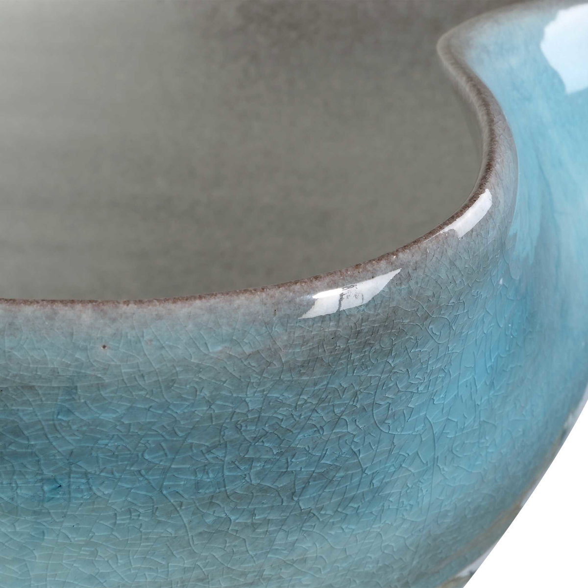 Blue Crest Ceramic Bowl, Decorative Tray by Uttermost, 17" width x 9" height x 13.5" depth View 7