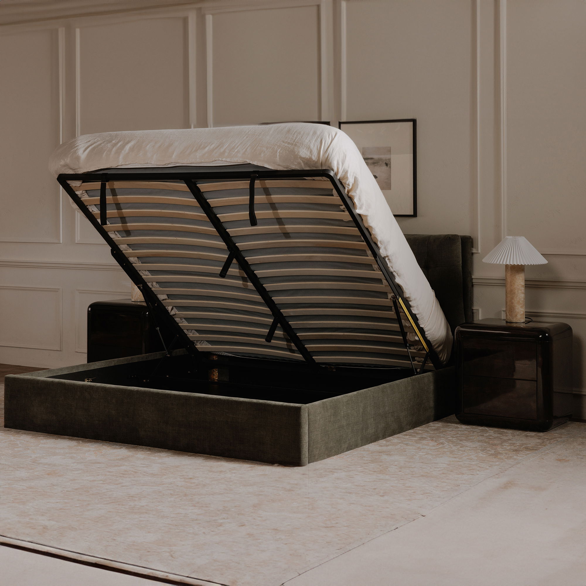 Sebastion King Storage Bed Green large image 