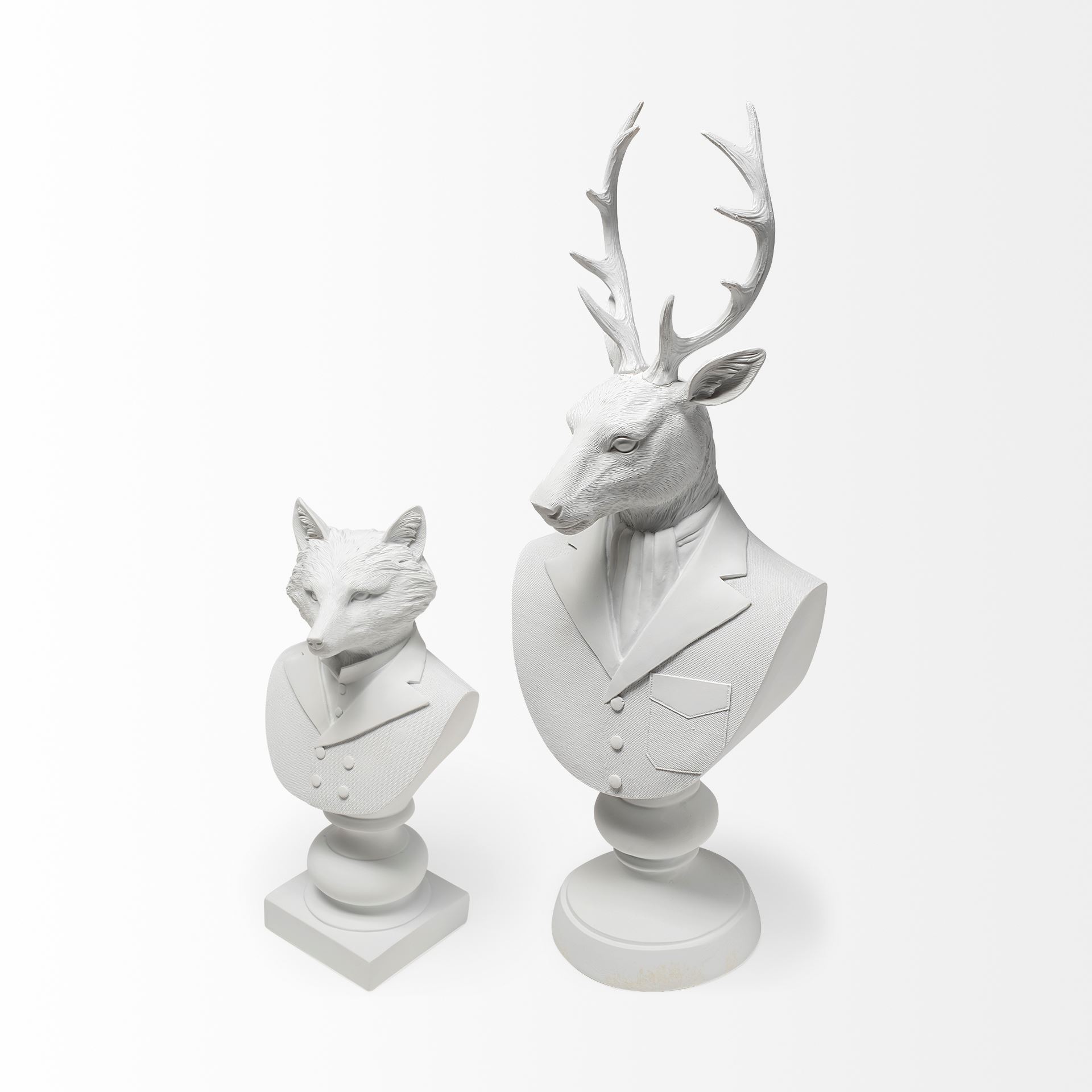 Mozart 8L x 6W White Resin Deer In A Suit, Decorative Object by Mercana, 8.27" length x 6.89" width x 23.23" height View 8