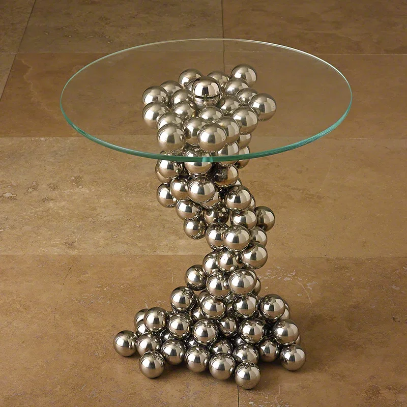 Sphere Table-Nickel, Side & End Table by Global Views, 20" width x 21.5" height x 20" depth View 6
