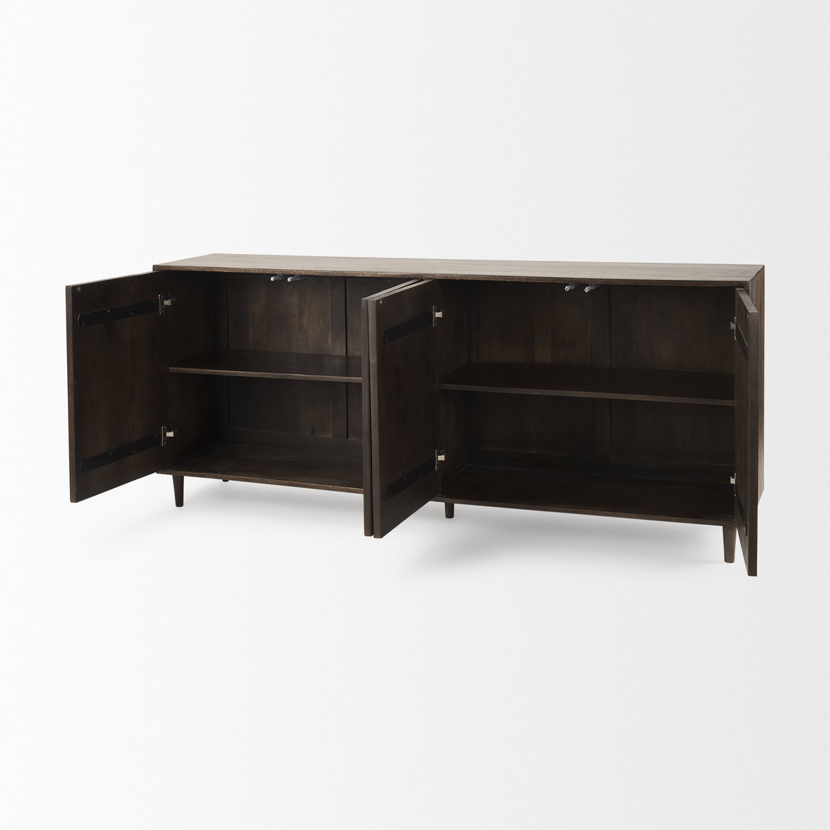 Tucker Dark Brown with Carved Arch Pattern 4 Door Sideboard, Sideboards & Buffet by Mercana, 71.75" length x 15" width x 30.25" height View 6