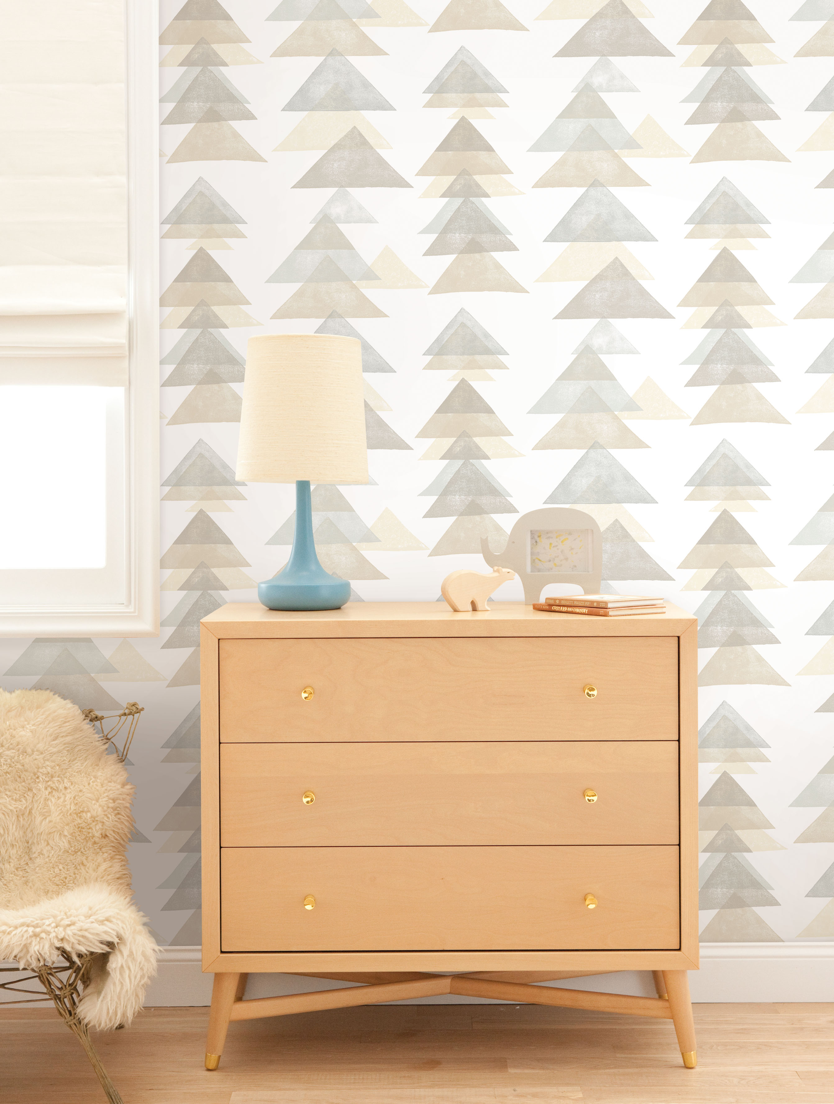 Triangles Neutral Peel & Stick Wallpaper large image 