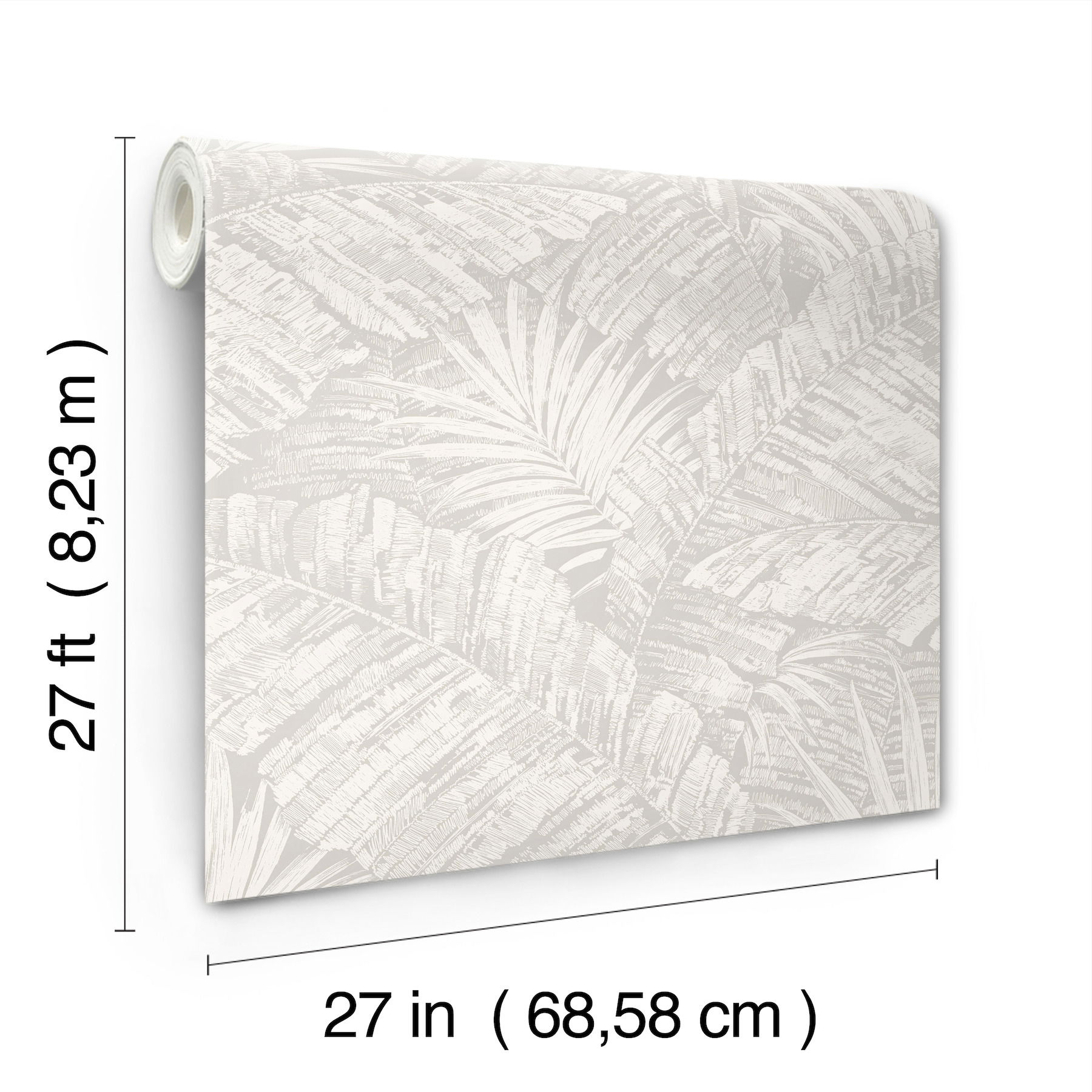 Palm Cove Toile White & Grey Wallpaper large image 