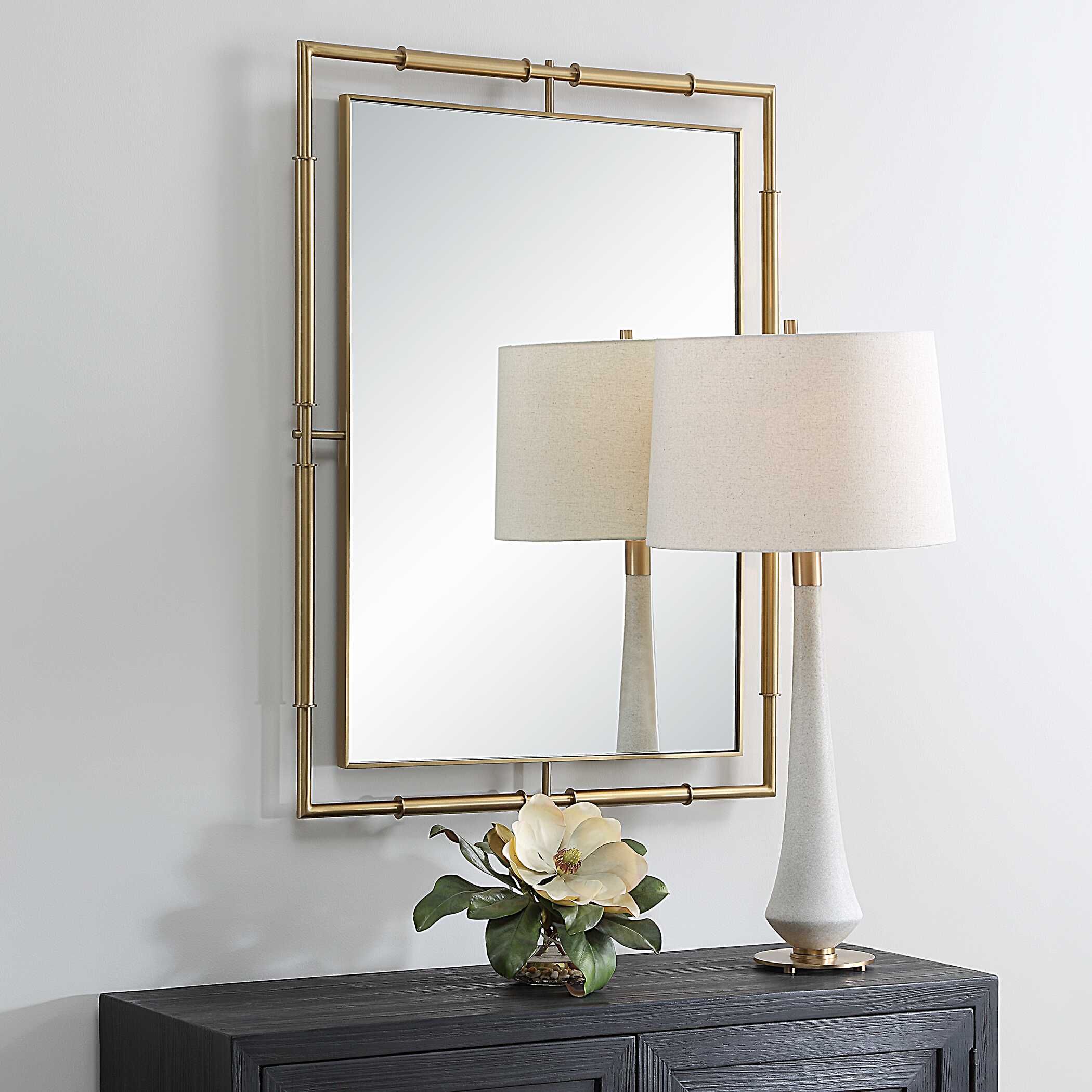 It's All Connected Rectangle Brass Mirror, by Uttermost, 30" width x 40" height x 1" depth View 4