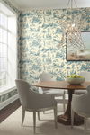 Seasons Toile Blue & Tan Wallpaper thumbnail 1