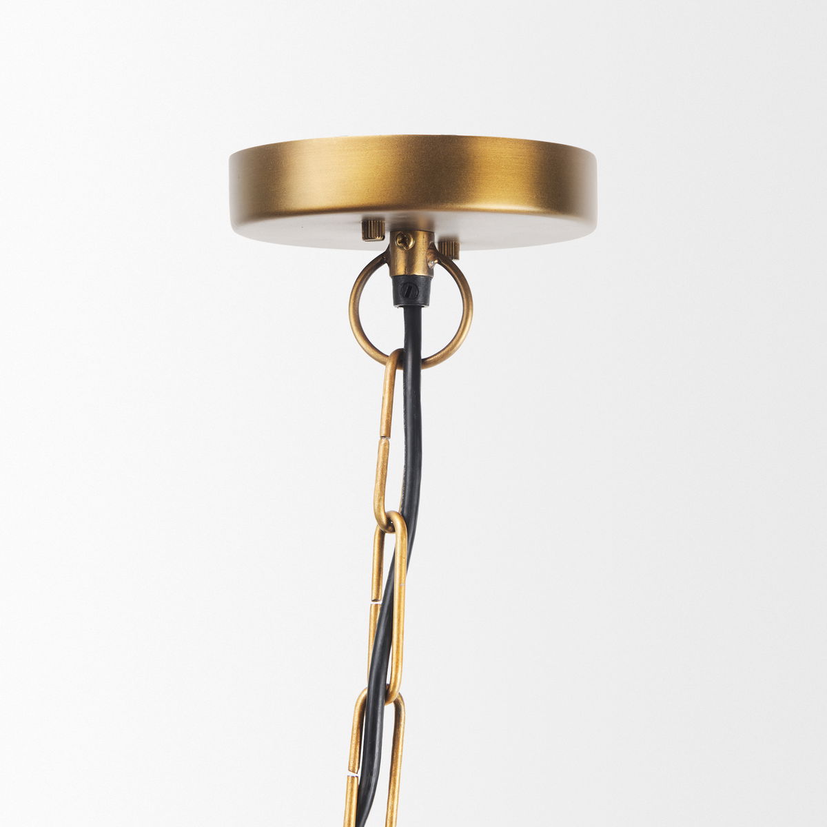 Willson  Black Iron with Antique Brass Dome Pendant Light, by Mercana, 17" length x 17" width x 29" height View 5