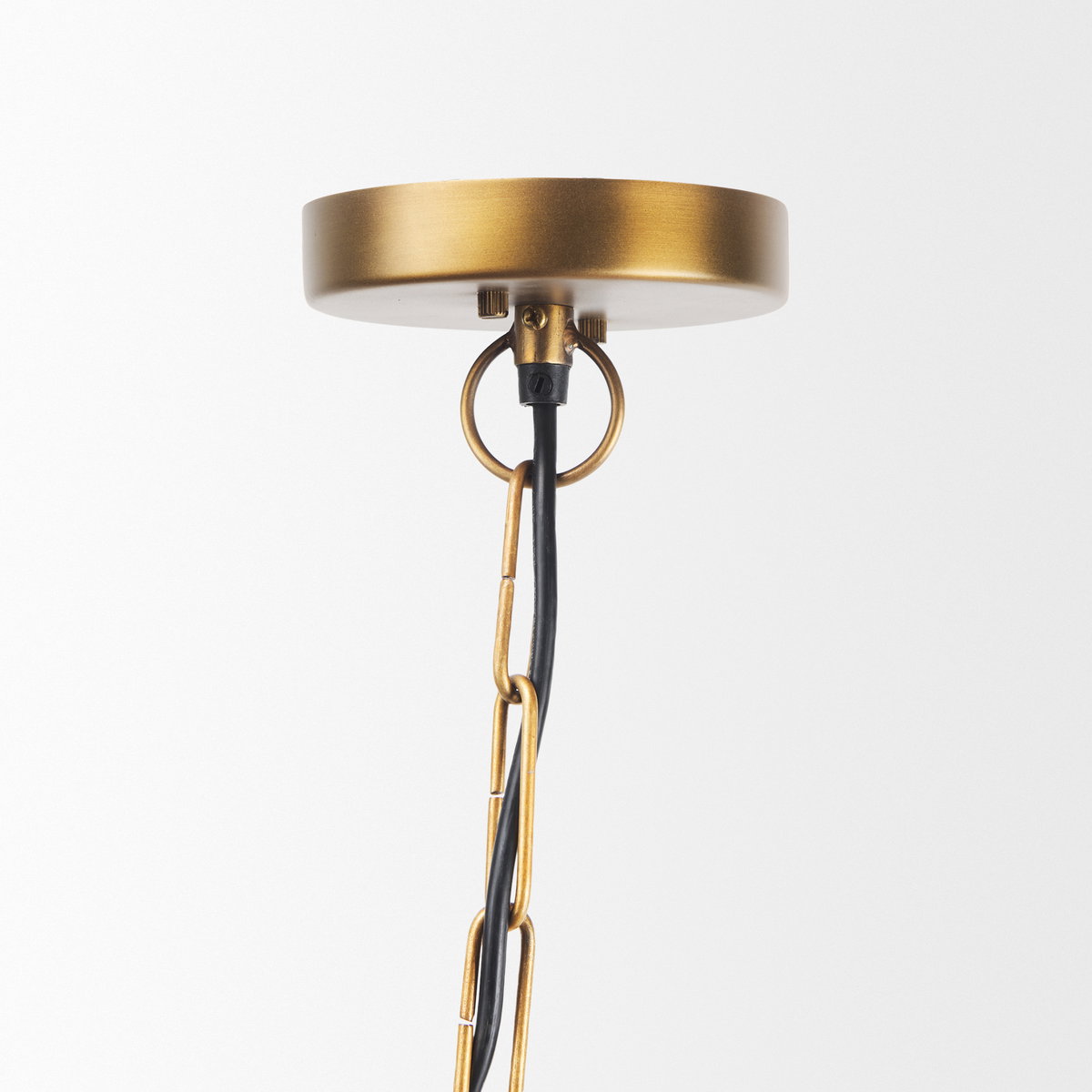 Willson  Black Iron with Antique Brass Dome Pendant Light, by Mercana, 17" length x 17" width x 29" height View 5