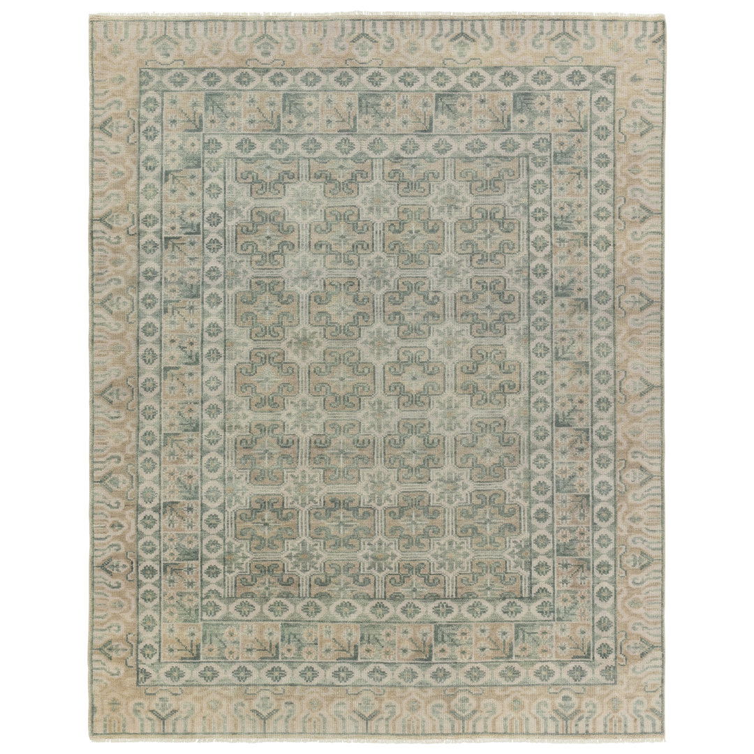 Jaipur Living Stage SLN19 Handknotted Medallion Green and White Area Rug (9'x12') large image 