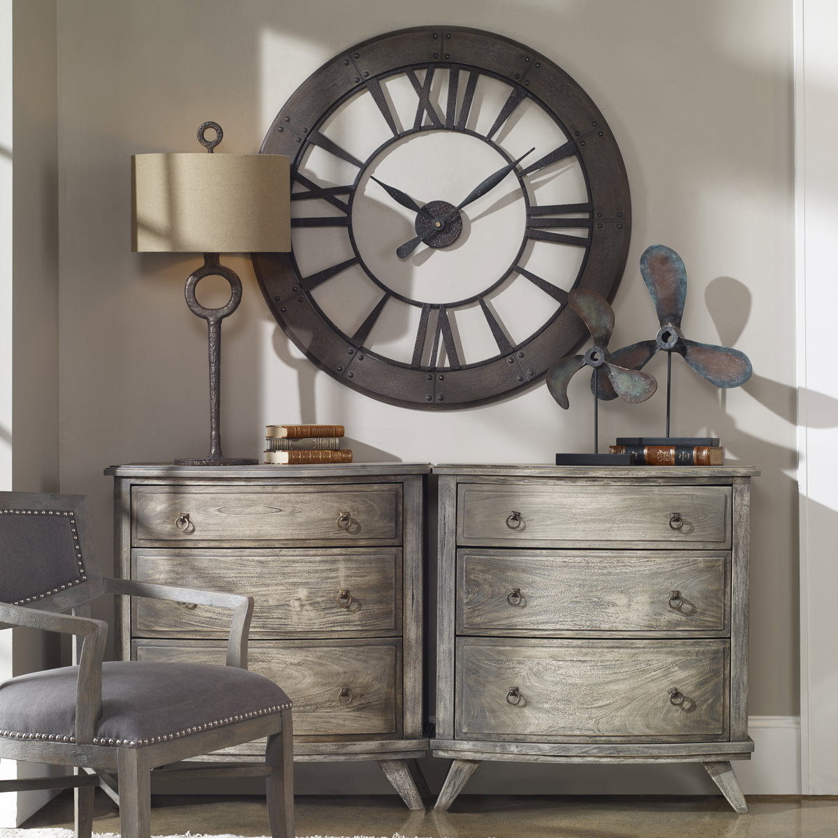 Ronan Wall Clock, by Uttermost, 40" width x 40" height x 1" depth View 4