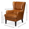 Elite Wing Lounge Chair  Cuba Brown, by Sarreid, 3' length x 2'4" width x 3'4" height thumbnail 15