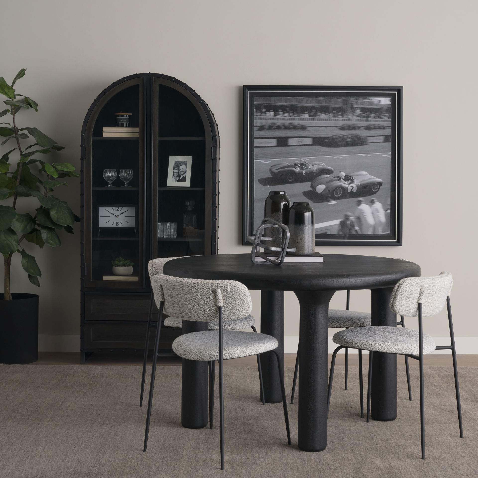 Gehry 72.3' H Dark Brown Metal Brown Wood and Glass Door Display Cabinet large image 